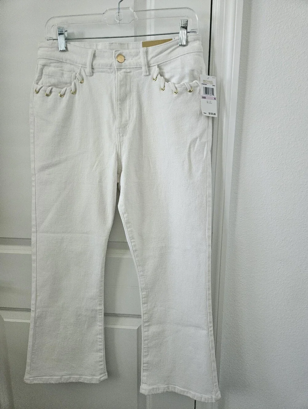 Nwt $125 Michael Kors White Selma Flared Jeams Size 6,  25